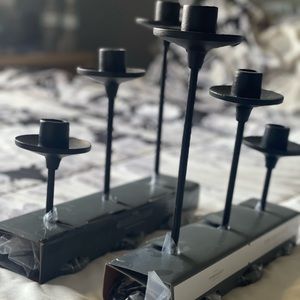 2 sets of 3 piece iron Taper Candleholder Set